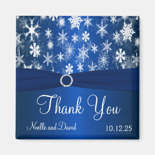 Blue and White Snowflakes Thank You Magnet
