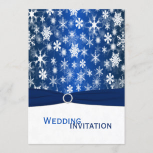 Blue and White Snowflakes Wedding Invitation