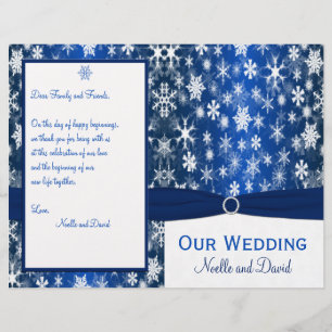 Blue and White Snowflakes Wedding Program
