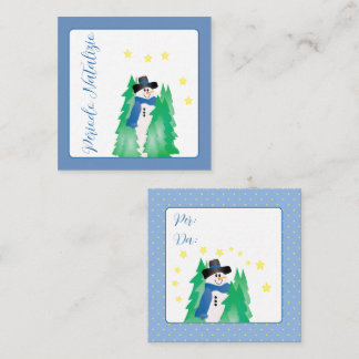 Blue And White Snowman Mini Card