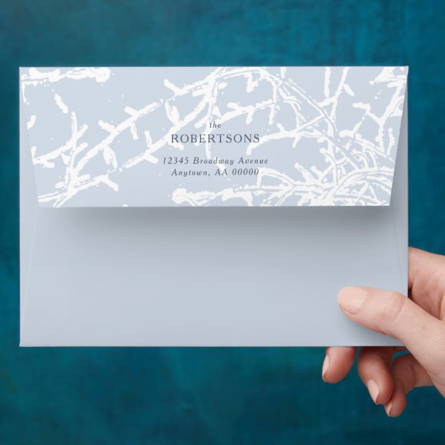 Blue and White Snowy Branches Envelope (Hand)
