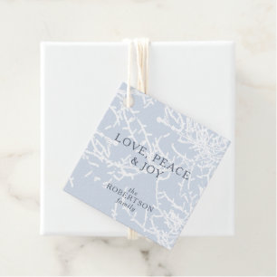 Blue and White Snowy Branches Holiday Favour Tags
