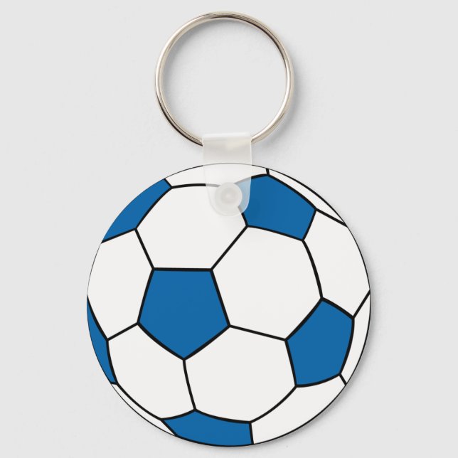 blue and white soccer ball key ring (Front)