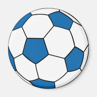 blue and white soccer ball magnet