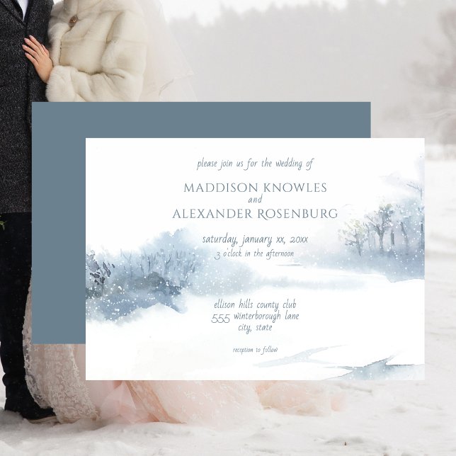 Blue and White Soft Watercolor Wedding Invitation (Blue and White Soft Watercolor Wedding Invitation)