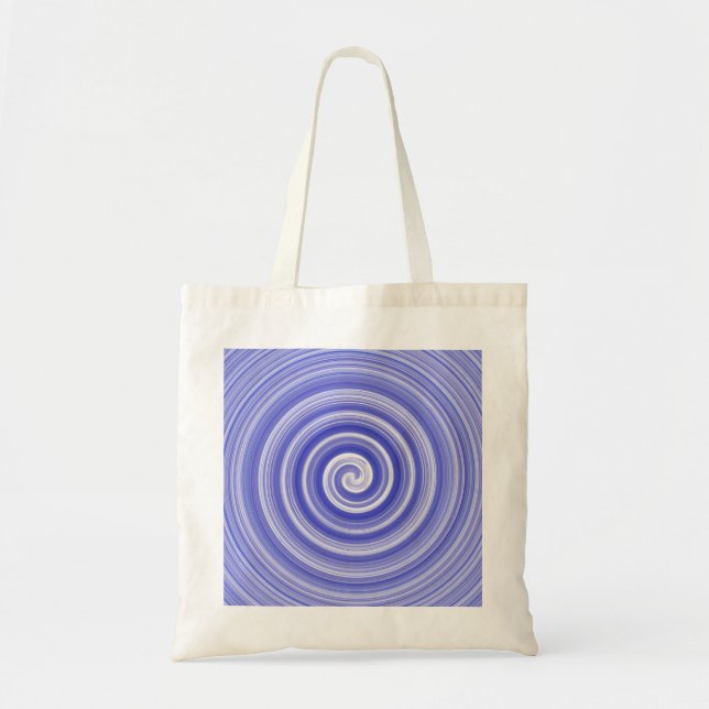 Blue and white spiral pattern tote bag (Front)