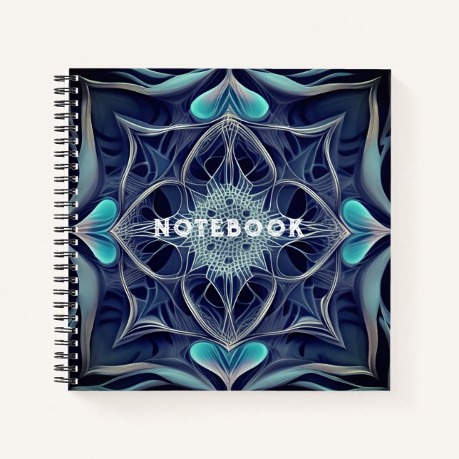 Blue and White Spirograph Design Notebook (Front)