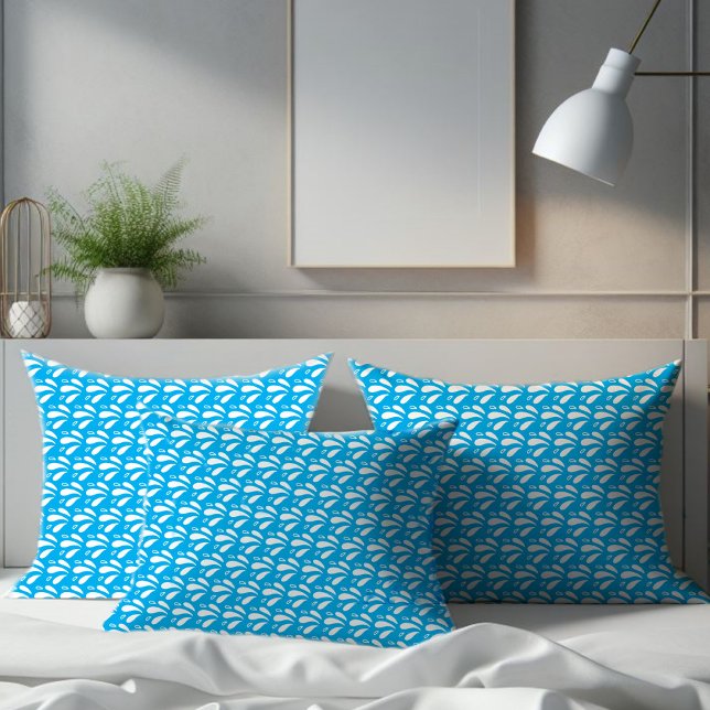 Blue and White Splash Pattern Modern Coastal Pillowcase (Creator Uploaded)