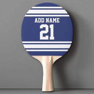 Blue and White Sports Jersey Custom Name Number Ping Pong Paddle