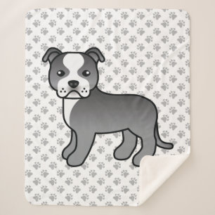 Blue And White Staffordshire Bull Terrier Dog Sherpa Blanket