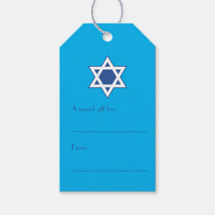 Blue and White Star of David Gift Tags