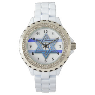 Blue and White Star of David Watch