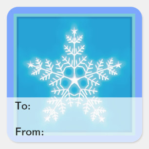 Blue and White Star Snowflake Gift Tag
