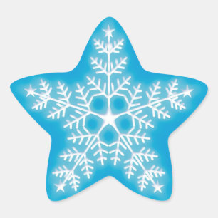 Blue and White Star Snowflake Sticker
