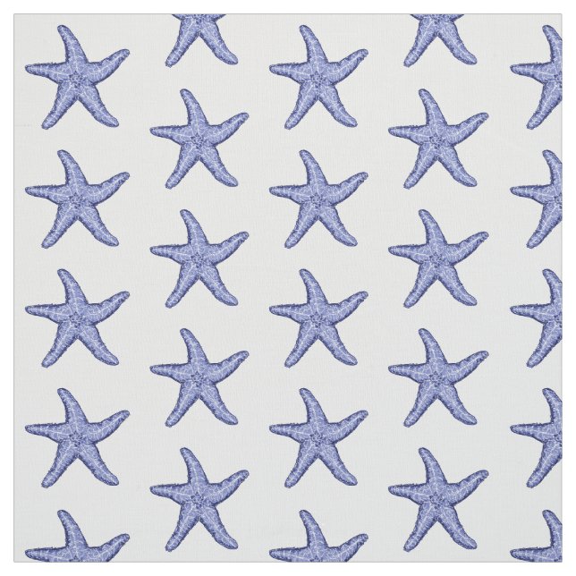 Blue and white starfish  fabric (Swatch)