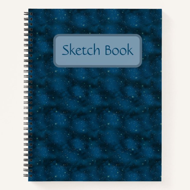 Blue and White Starry Night Celestial Sketch Book (Front)