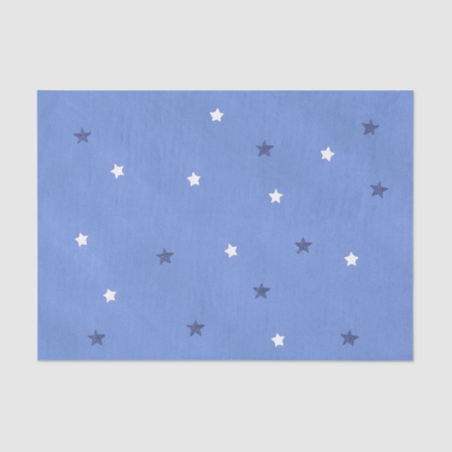 Blue and White Stars Blended Tissue Paper (Front)