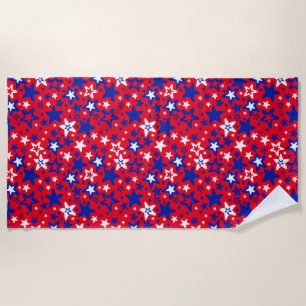 Blue and white stars on red bath towel