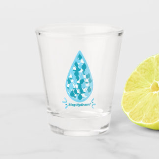 Blue and white Stay Hydrated Shot Glass