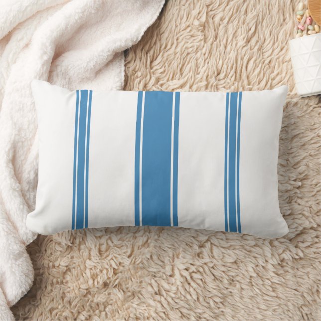 Blue and White Stripe  Lumbar Cushion (Blanket)