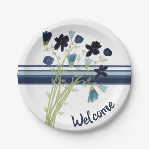 Blue and White Stripe Paper Plate
