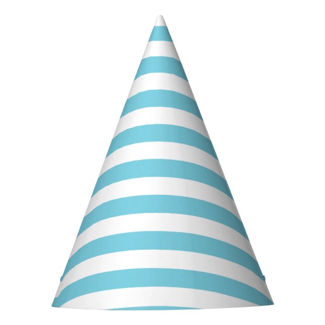 Blue and White Stripe Pattern Party Hat (Front)