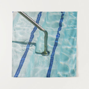 Blue and white stripe textile tapestry