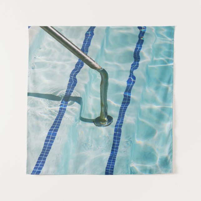 Blue and white stripe textile tapestry (Front)