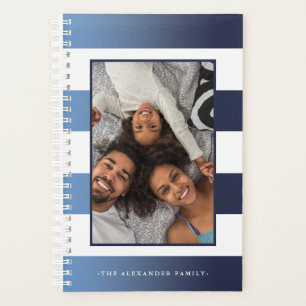 Blue and White Stripe Two Photo Planner