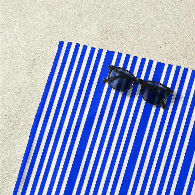 Blue and White Striped Beach Towel (In Situ)