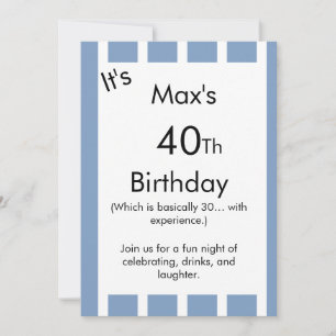 Blue and White Striped Birthday Invitation –