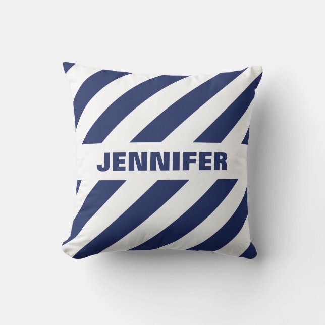 Blue And White Striped Cushion (Front)