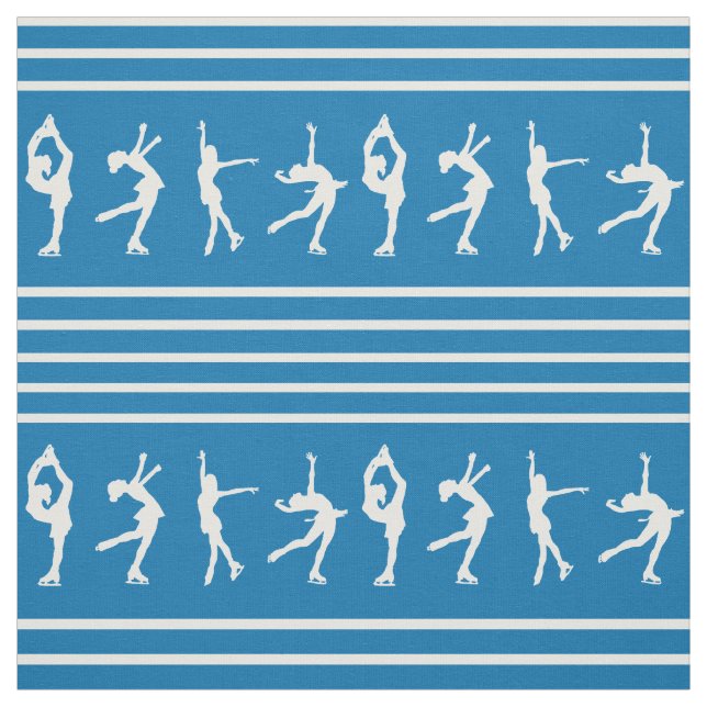 Blue and White Striped Figure Skating Fabric (Swatch)