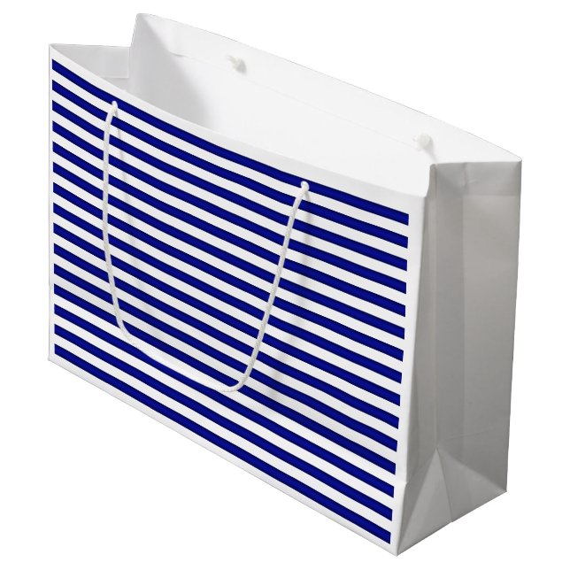Blue and White Striped Gift Bag (Front Angled)