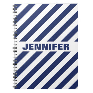 Blue And White Striped Notebook