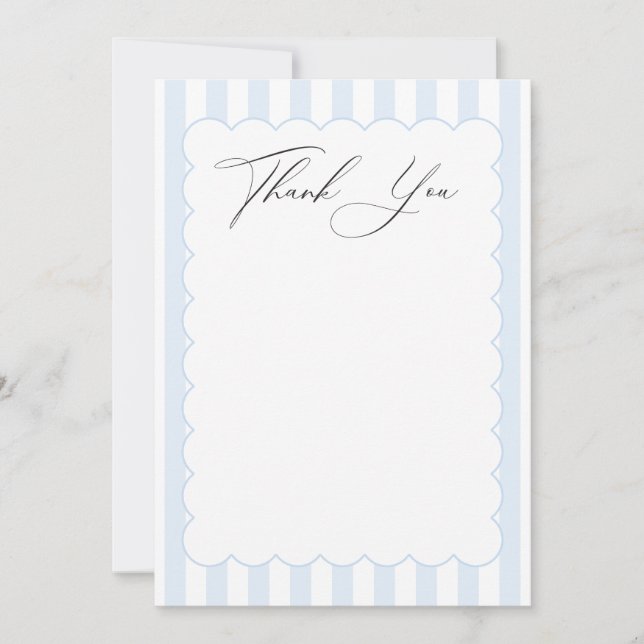 Blue and White Striped Thank You Cards (Front)