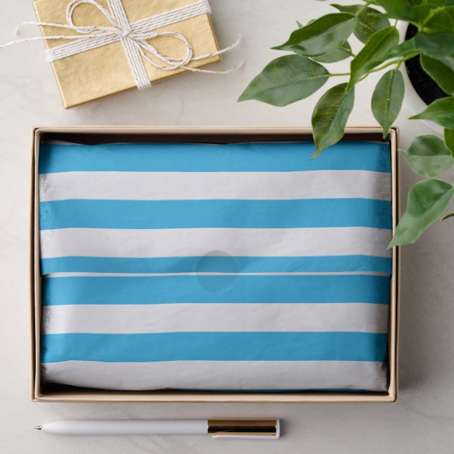 Blue and White Striped Tissue Paper (Gift)
