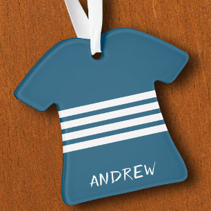 Blue and White Stripes Baby Boy First christmas Ornament
