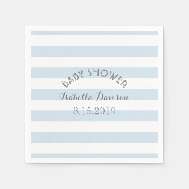 Blue and white stripes baby shower Paper Napkins (Front)