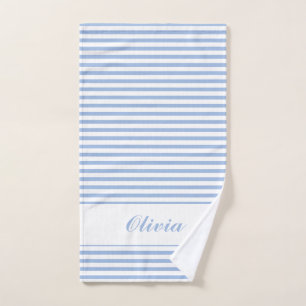 Blue and white stripes beach house  hand towel