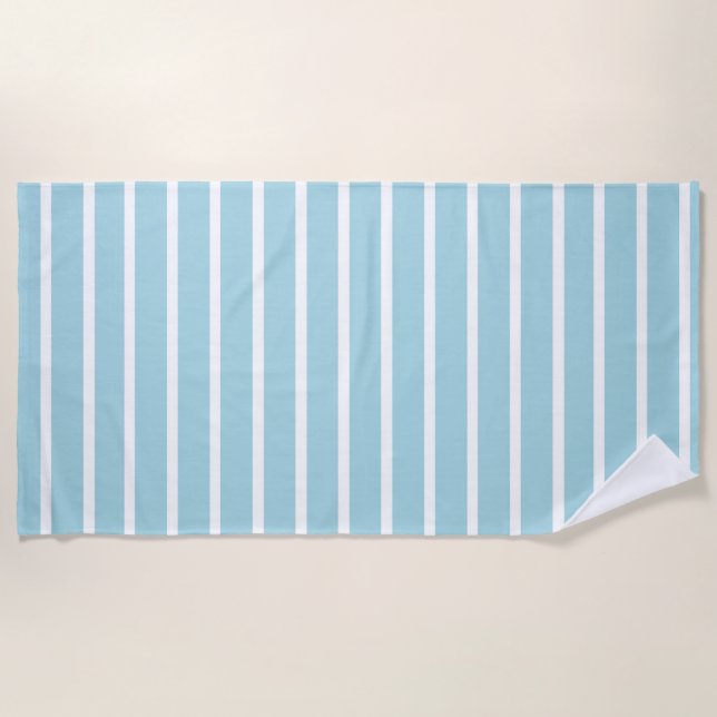 Blue and White Stripes Beach Towel (Front)