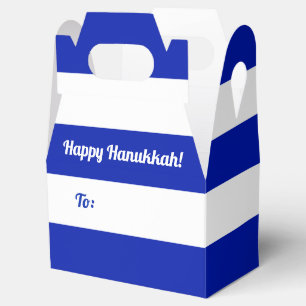 Blue and White Stripes Custom Text Happy Hanukkah  Favour Box