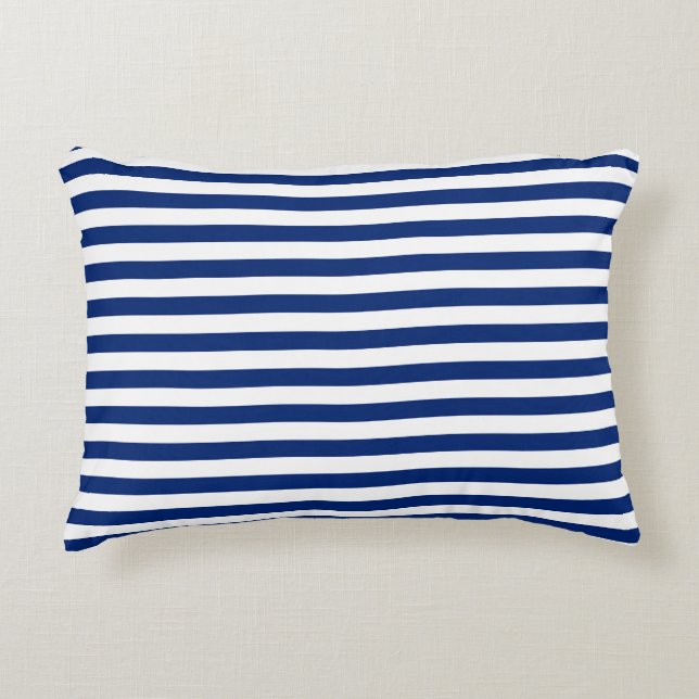 Blue and White Stripes Decorative Cushion (Front)
