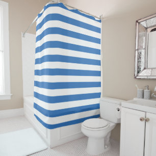 Blue and White Stripes   Editable Colours Shower Curtain
