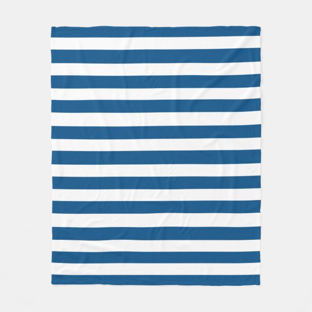 Blue and White Stripes Fleece Blanket (Front)