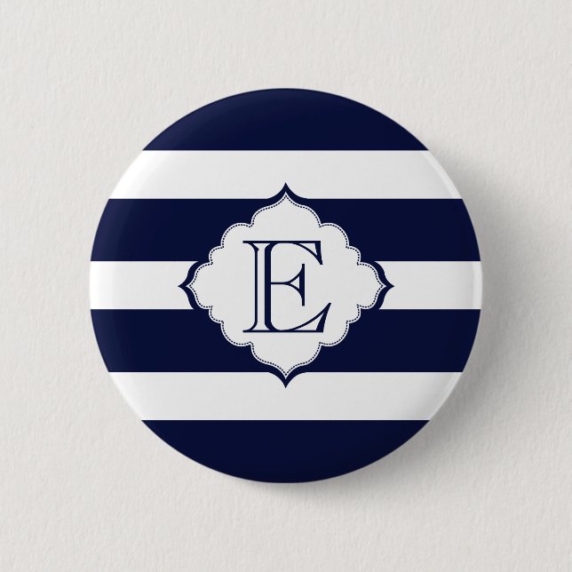 Blue And White Stripes Geometric Pattern 6 Cm Round Badge (Front)