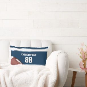 Blue and White Stripes Jersey Football Lumbar Cushion