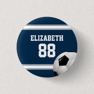 Blue and White Stripes Jersey Soccer Ball 3 Cm Round Badge
