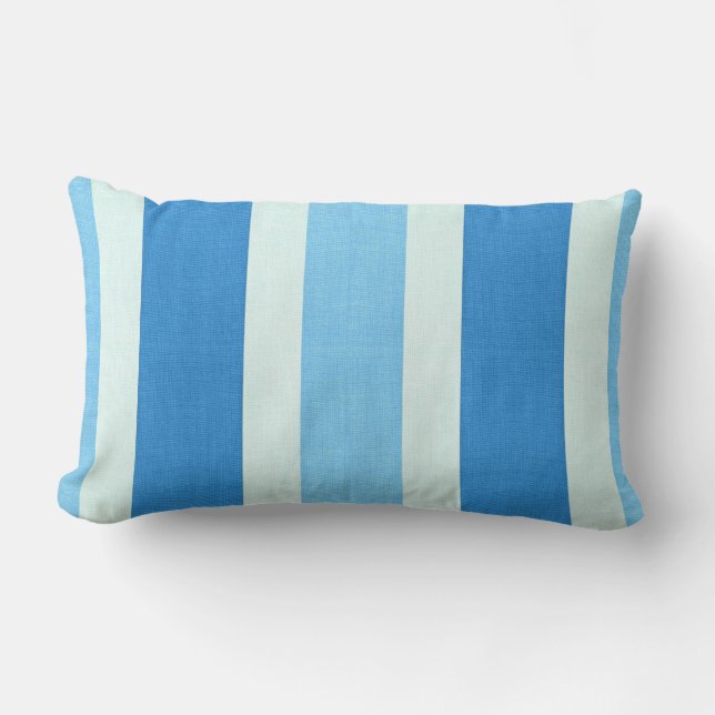 Blue and White Stripes Lumbar Cushion (Front)