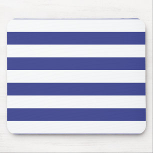 Blue and White Stripes Mouse Pad